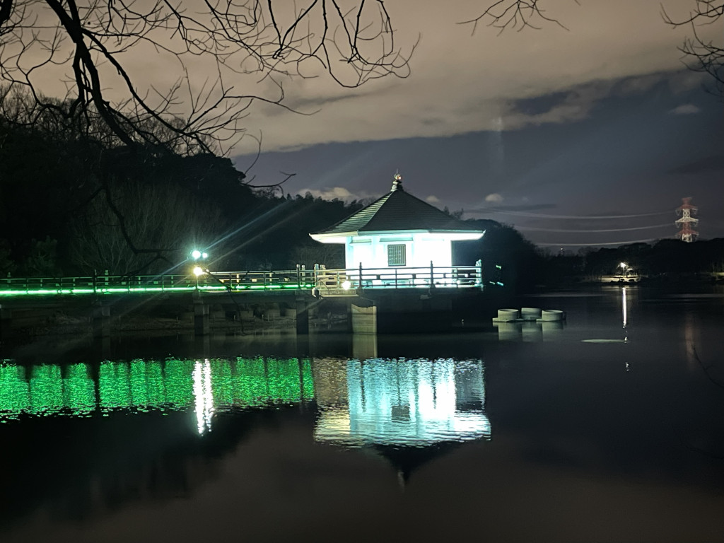 浮見堂ライトアップ写真